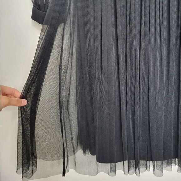 Cristallini Long Sleeve Silk Tulle Dress, Black L - Picture 11 of 12